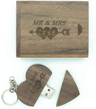 Wooden heart-shaped USB flash drive