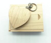 Wooden heart-shaped USB flash drive