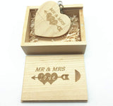 Wooden heart-shaped USB flash drive