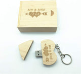 Wooden heart-shaped USB flash drive